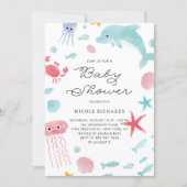 Cute Pastel Watercolor Under the Sea Baby Shower Invitation (Front)