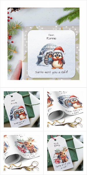 Cute Pastel Watercolor Winter Kid Christmas Animal