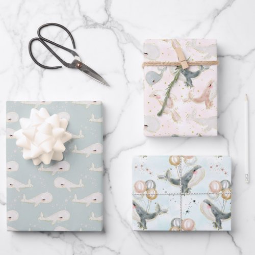 Cute Pastel Whale Balloon Under The Sea Wrapping Paper Sheets