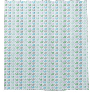 Cute Pastel Whale Pattern Shower Curtain