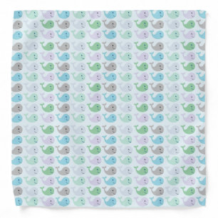 Cute Pastel Whales Pattern Bandana