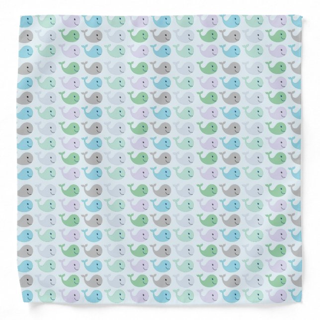 Cute Pastel Whales Pattern Bandana (Front)