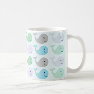 Cute Pastel Whales Pattern Coffee Mug