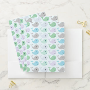 Cute Pastel Whales Pattern Pocket Folder
