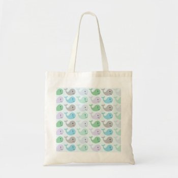 Cute Pastel Whales Pattern Tote Bag by beachcafe at Zazzle