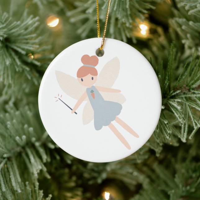 Cute Pastel Whimsical Harvest Fairy Ceramic Ornament (Tree)