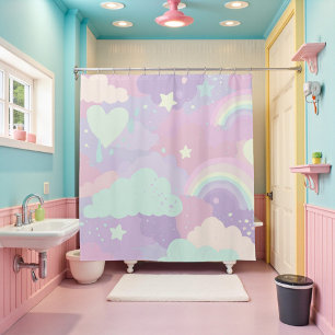 Cute Pastel Whimsical Pattern Fun Girly Cloud  Shower Curtain