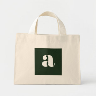 Cute Pastel White Green Monogram Mini Tote Bag