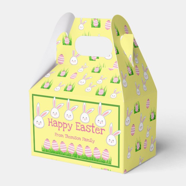 Cute Pastel Yellow Bunny Easter Egg  Favor Boxes (Front Side)