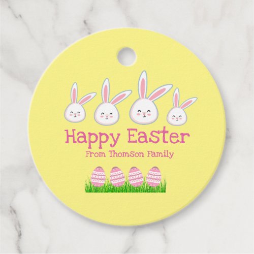 Cute Pastel Yellow Bunny Easter Egg Favor Tags