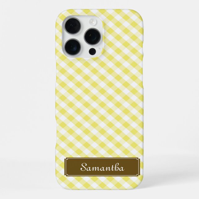 Cute Pastel Yellow Gingham Pattern Iphone Case (Back)