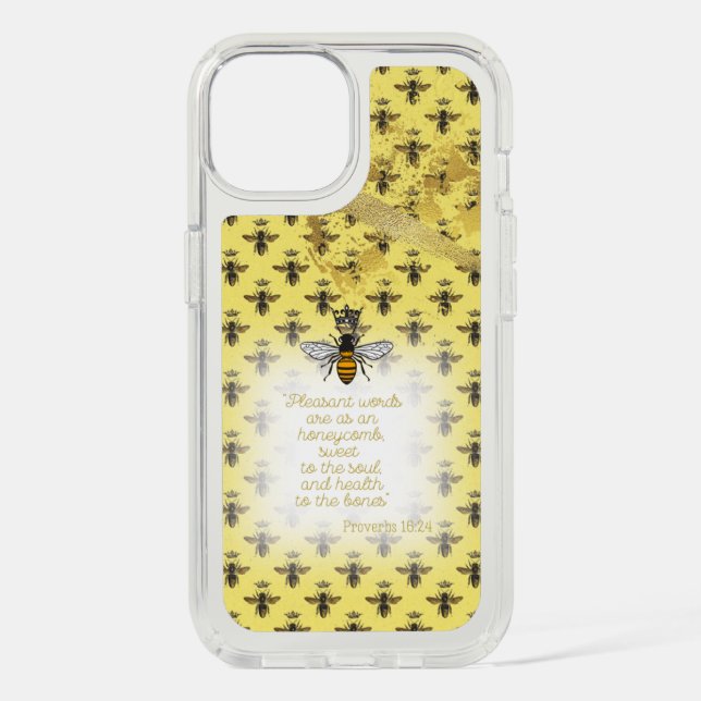 Cute Pastel Yellow Gold Bee Matrix Faith Queen Bee Speck iPhone Case (Front)