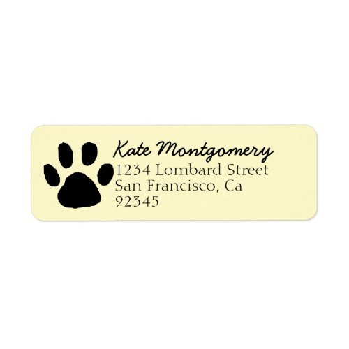 Cute Pastel Yellow Paw Print Return Address Label