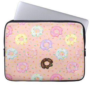 Cute pastry bakery pastel Sprinkles Donuts pattern Laptop Sleeve