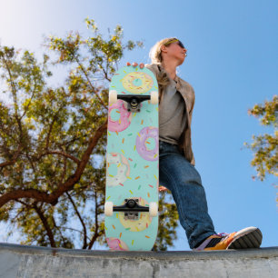 Cute pastry bakery pastel Sprinkles Donuts pattern Skateboard