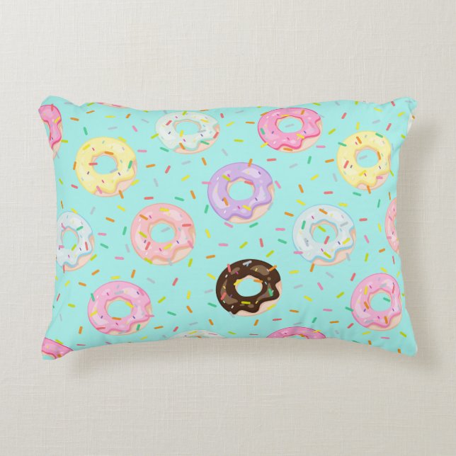 Cute pastry bakery shop Sprinkles Donuts pattern Accent Pillow (Front)