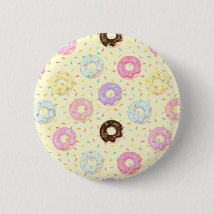 Cute pastry bakery shop Sprinkles Donuts pattern Button