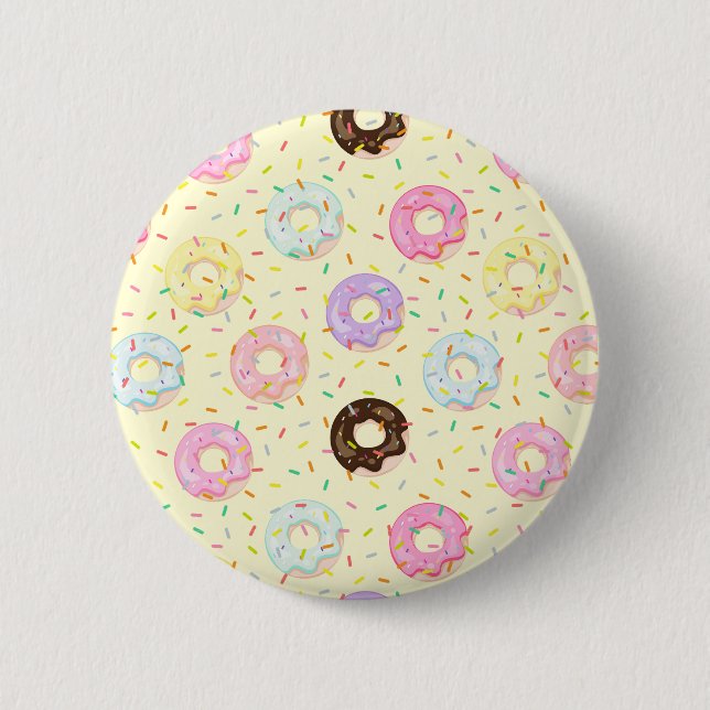 Cute pastry bakery shop Sprinkles Donuts pattern Button (Front)