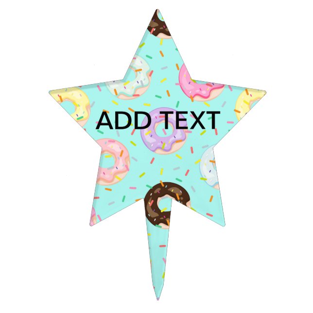 Cute pastry bakery shop Sprinkles Donuts pattern Cake Topper (Front)