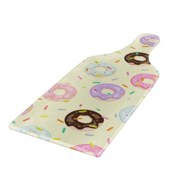 Cute pastry bakery shop Sprinkles Donuts pattern Cutting Board (Corner)