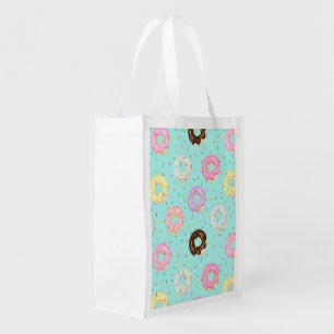 Cute pastry bakery shop Sprinkles Donuts pattern Grocery Bag