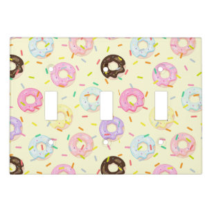 Cute pastry bakery shop Sprinkles Donuts pattern Light Switch Cover