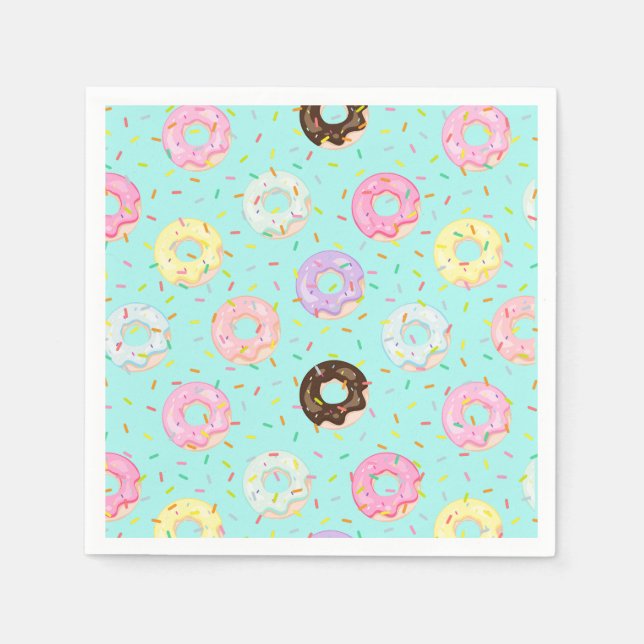 Cute pastry bakery shop Sprinkles Donuts pattern Napkins (Front)