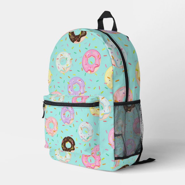Cute pastry bakery shop Sprinkles Donuts pattern Printed Backpack (Back Corner Right)