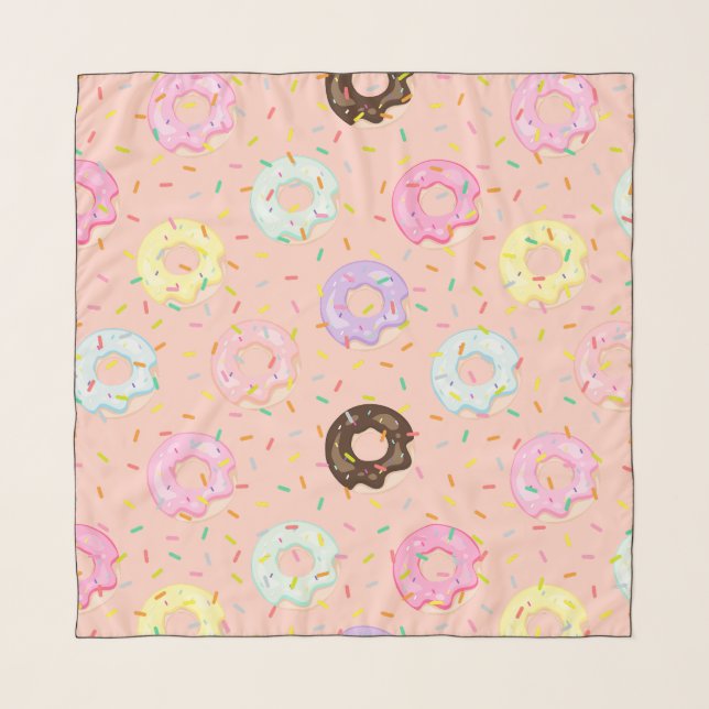 Cute pastry bakery shop Sprinkles Donuts pattern Scarf (Front)