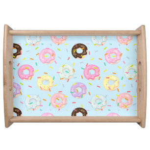 Cute pastry bakery shop Sprinkles Donuts pattern Serving Tray