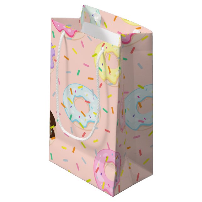 Cute pastry bakery shop Sprinkles Donuts pattern Small Gift Bag (Front Angled)