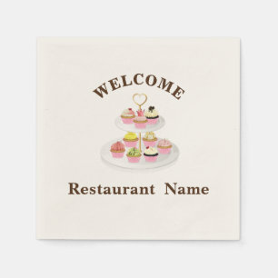Cute pastry bakery shop welcome cupcake name napkins