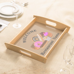 Cute pastry bakery shop welcome Donut Personalized Serving Tray