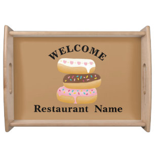 Cute pastry bakery shop welcome Donut Personalized Serving Tray