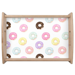 Cute pastry bakery shop welcome Donuts pattern Serving Tray