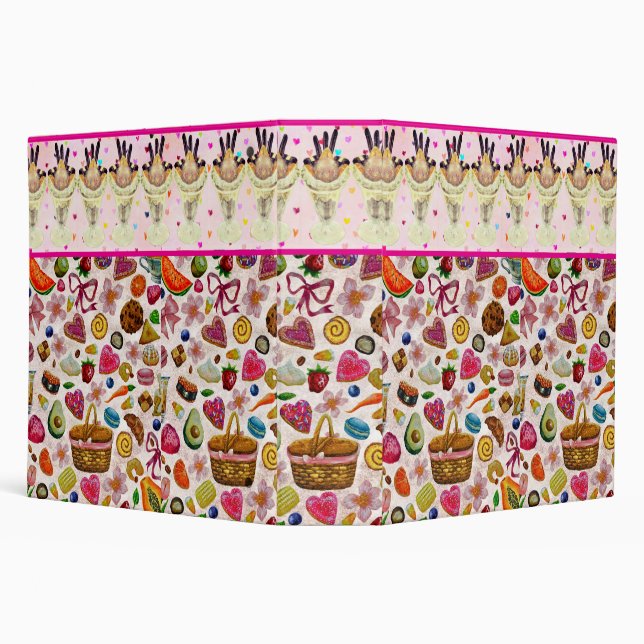 Cute Pastry Confections Sweets 3 Ring Binder (Background)