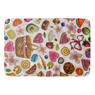 Cute Pastry Confections Sweets Bath Mat