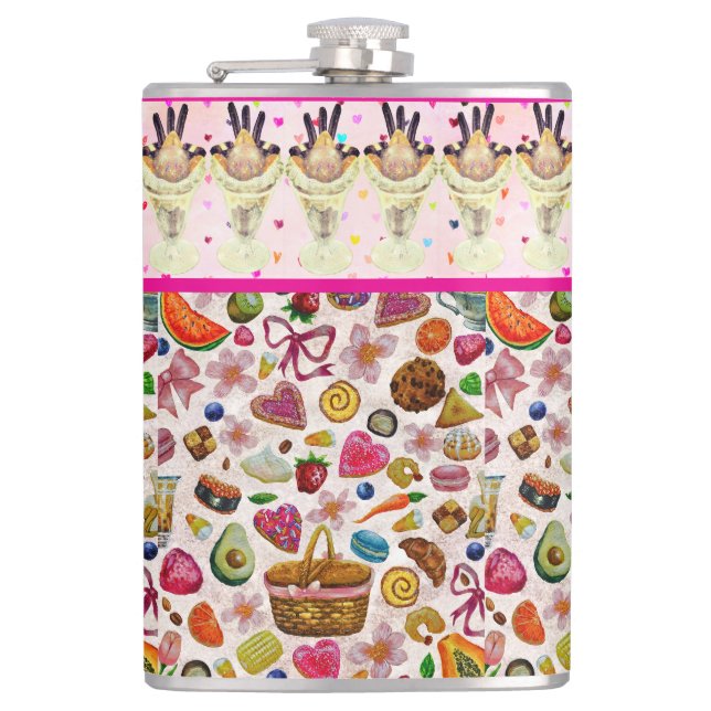 Cute Pastry Confections Sweets Flask (Front)