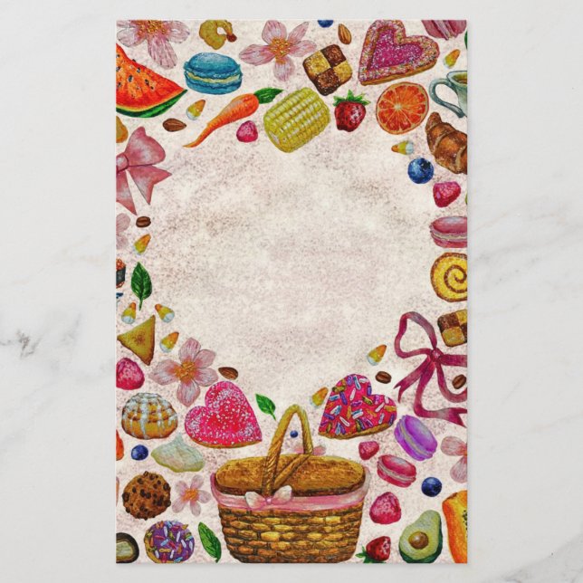 Cute Pastry Confections Sweets Stationery (Front)