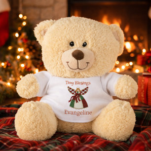 Cute Patchwork Angel – Personalized Baby Teddy Bear