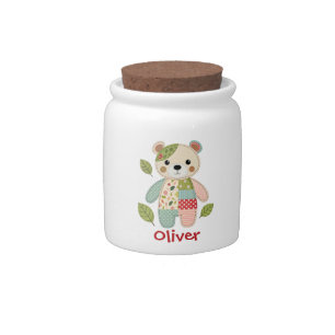Cute Patchwork Bear Candy Jar