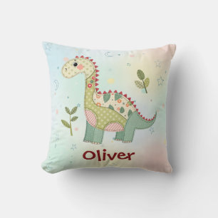 Cute Patchwork Dinosaur Throw Pillow