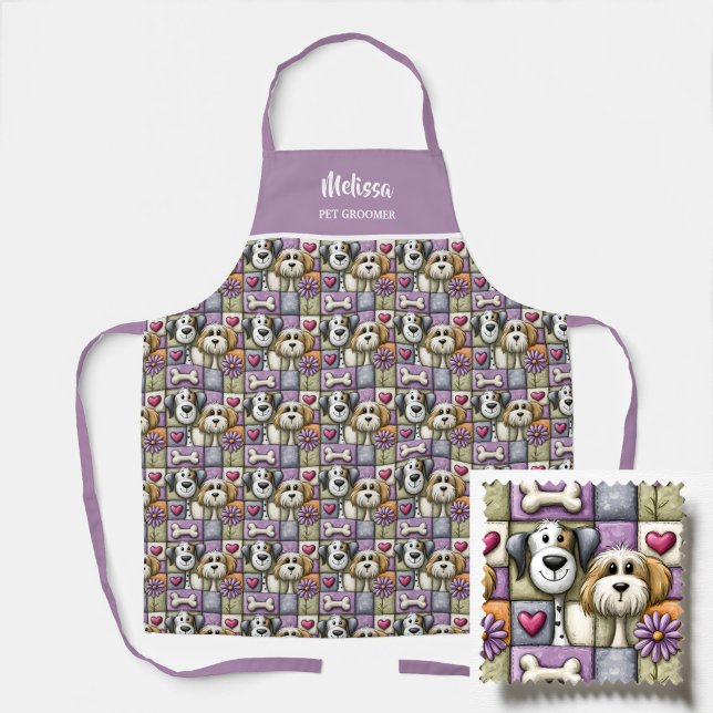 Cute Patchwork Dog Pattern Pet Groomer Apron (Creator Uploaded)