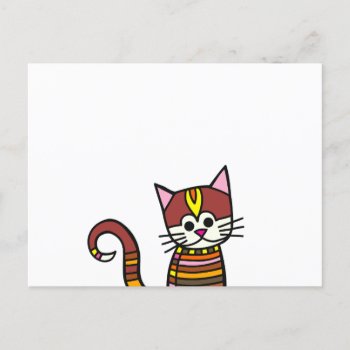 Cute Patchwork Doodle Kitten Portrait Postcard by prawny at Zazzle