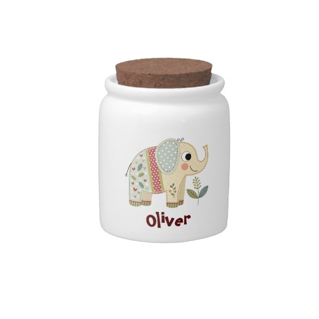 Cute Patchwork Elephant Candy Jar (Front)