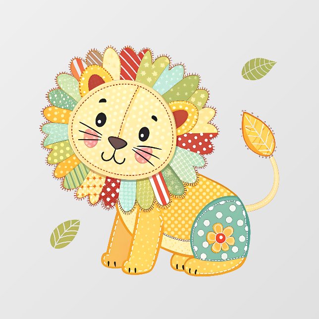 Cute Patchwork Lion Wall Decal (Front)