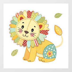 Cute Patchwork Lion Wall Decal