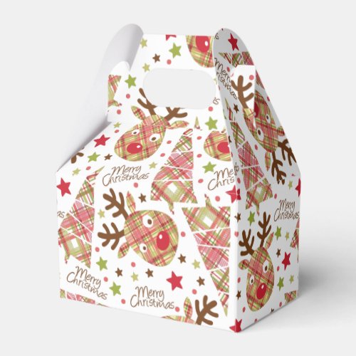 Cute Patchwork Merry Christmas Favor Boxes
