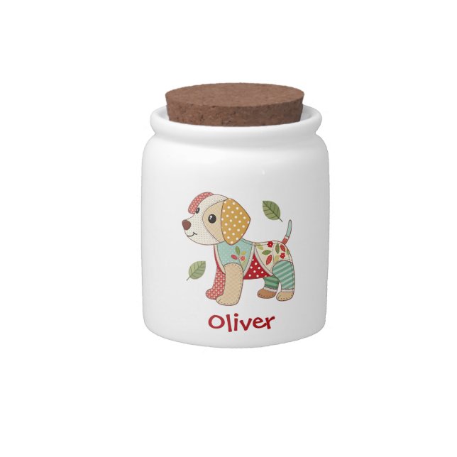 Cute Patchwork Puppy Candy Jar (Front)