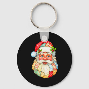 Cute Patchwork Santa Claus Christmas Xmas Men Wome Keychain